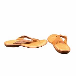 Born Leather Thong Sandals Brown Size 7 Floral Banana Sole